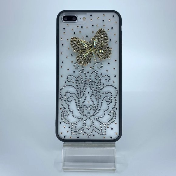 iPhone 7 Plus, 8 Plus TPU +PC case. Unique. Handmade. Silver rhinestones - Picture 1 of 1